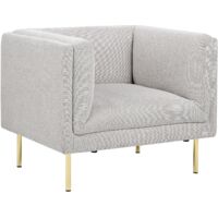 Poltrona moderna imbottita con braccioli in tessuto grigio Moen