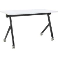 Scrivania rettangolare pieghevole con rotelle portatile con struttura in metallo bianco e nero 120 x 60 cm Bendi