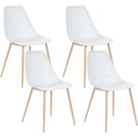 Set di 4 sedie da pranzo moderne minimaliste senza braccioli e con seduta in plastica bianco Hazelton