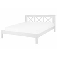 Letto in Legno Bianco con Rete a Doghe Design Elegante 160 x 200 cm Tannay