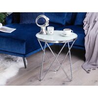 Tavolino da divano bianco con gambe color argento MERIDIAN II - Bianco