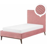 in tessuto vidaXL letto singolo 90 x 200 cm in tessuto rosa struttura letto a doghe Letto imbottito con LED classico letto matrimoniale 