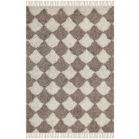 Tappeto geometrico cotone trapuntato con nappe 200x200 cm beige e