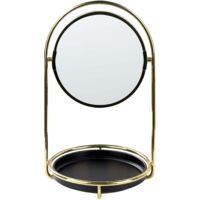 Specchio da trucco con telaio in ferro Ø 15 cm oro Indre