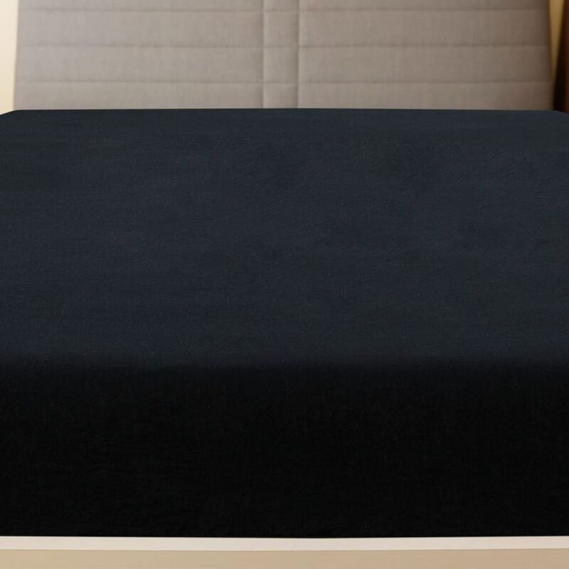 Drap-housse Jersey Noir 140x200 cm Coton