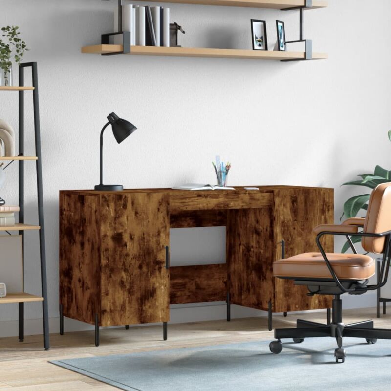 Vasagle bureau, table, poste de travail, 140 x 60 x 75 cm, pour bureau,  salon, chambre, assemblage simple, métal, style industriel, grège et noir  lwd043b02 - Conforama