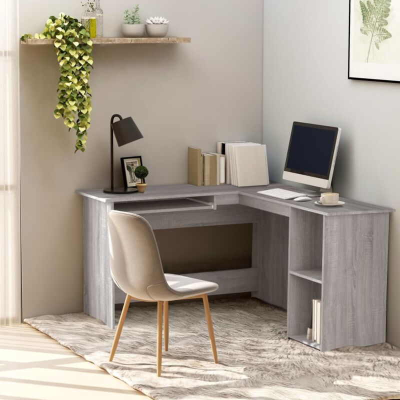 Bureau D'angle Carmen Avec Meuble De Rangement, Décor Chêne Sauvage Et  Blanc Mat - Bureau - Secrétaire BUT