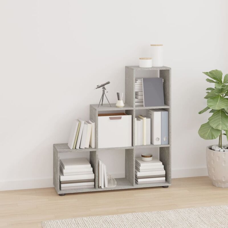 Meuble de rangement en escalier LIAM 4 niveaux bois gris fond gris