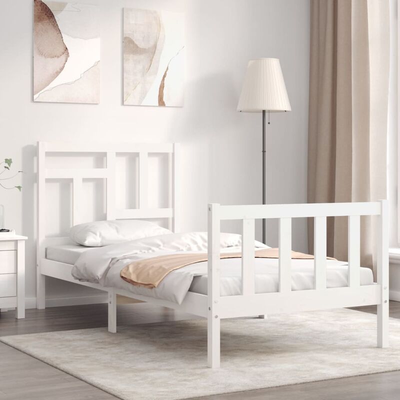 Lit scandinave 90x190 cm bois blanc au style nordique - SOREN