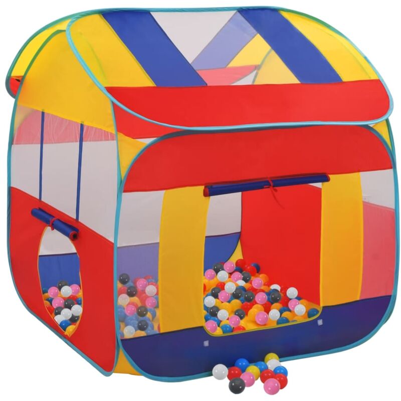 3en1 Tente de Jeux avec Tunnel Piscine à Boules avec Balles pour Enfants,  Multicolore: Gris/ Blanc/ Turquoise