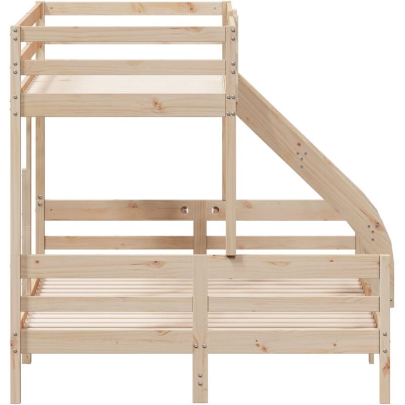 Lit Superposé En Bois De Pin Massif Solide 80x200 Cm - Sans Matelas, Structure Robuste Pour Chambres Enfants Et Ados