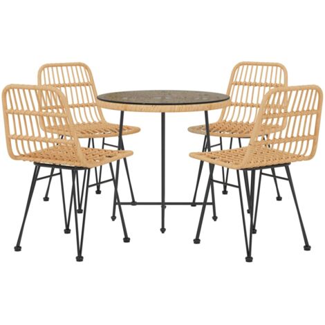 BaraSh Ensemble à dîner de Jardin 5 pcs Résine tressée,Table