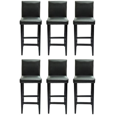 Tabourets de bar lot de 6 noir similicuir