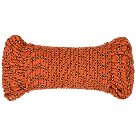 Corde Bateau Polypropylène 16mm X 50m - Orange, Flottante - Pour Amarrage, Gréement, Camping