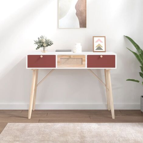 Bureau 1 porte 4 tiroirs blanc, gris et rose Blush