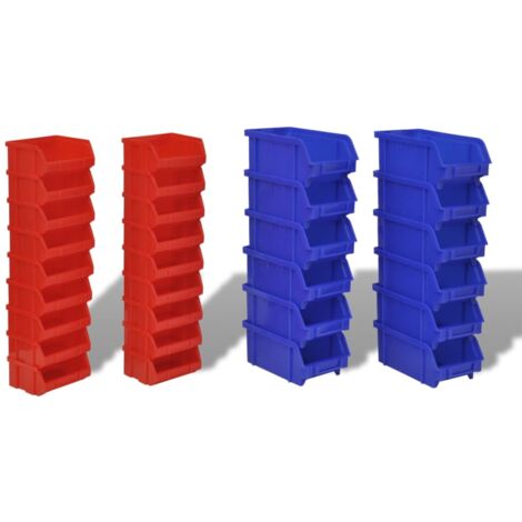 Jeu de paniers muraux de stockage Plastique 30pcs Bleu et rouge