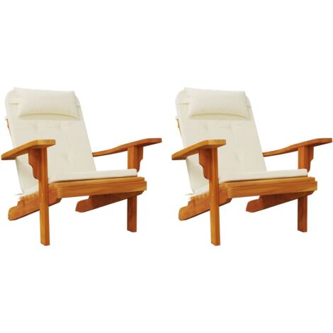 Coussins De Chaise Adirondack – Lot De 2, Gris Tissu Ox – 126x58 Cm – Imperméables, Avec Attaches – Pour Terrasse, Jardin