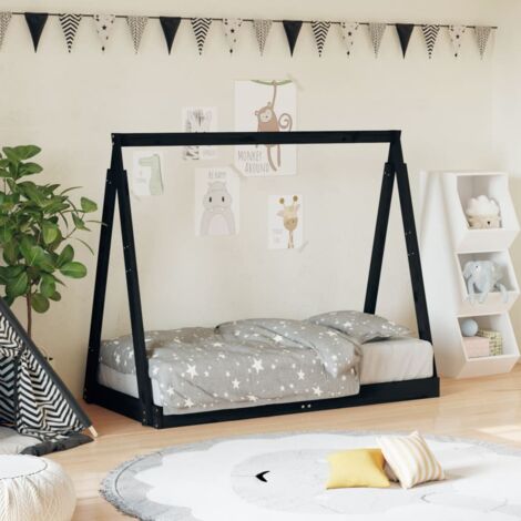 Cadre De Lit Enfant 70x140 Cm En Pin Massif - Lit Bas Avec Espace Pour Rideaux