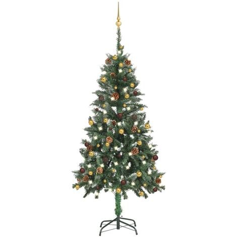 COSTWAY Sapin de Noël Artificiel Demi Arbre Mural 210 cm 150 LED