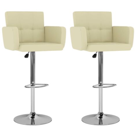 Tabourets de bar lot de 2 crème similicuir