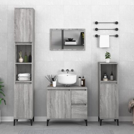 Mueble pour machine à laver blanche 64 cm 2 portes façade gris graphite 4  étagères 64x30x180 cm meuble salle de bain pur machine à laver sur pieds  armoire de salle de bains