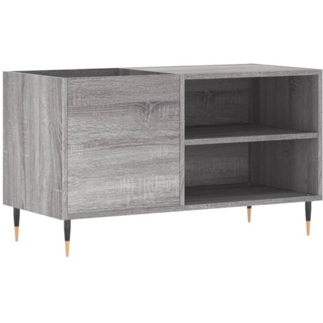 Armoire à Vinyles Sonoma Chêne 85x38x48cm - Bois D'ingénierie - 4 étagères - Pieds Fer 10cm - 2
