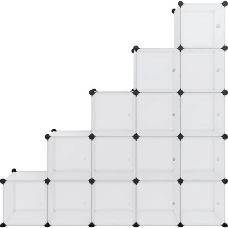 Etagère cube à 15 compartiments avec portes en polypropylène 155