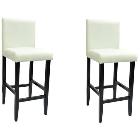 Tabourets de bar lot de 2 blanc similicuir