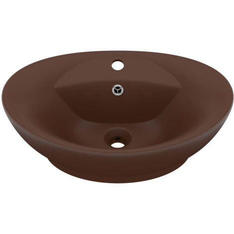 Lavabo ovale à trop-plein Marron foncé mat 58,5x39 cm Céramique