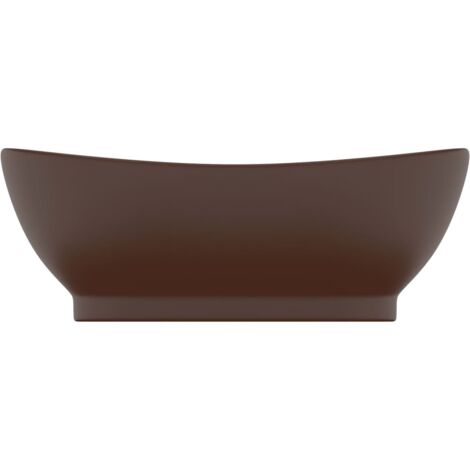 Lavabo ovale à trop-plein Marron foncé mat 58,5x39 cm Céramique