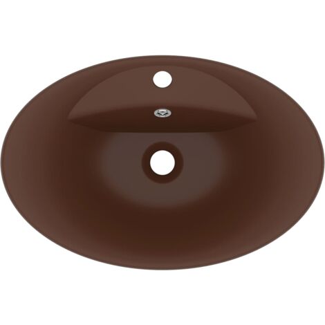 Lavabo ovale à trop-plein Marron foncé mat 58,5x39 cm Céramique