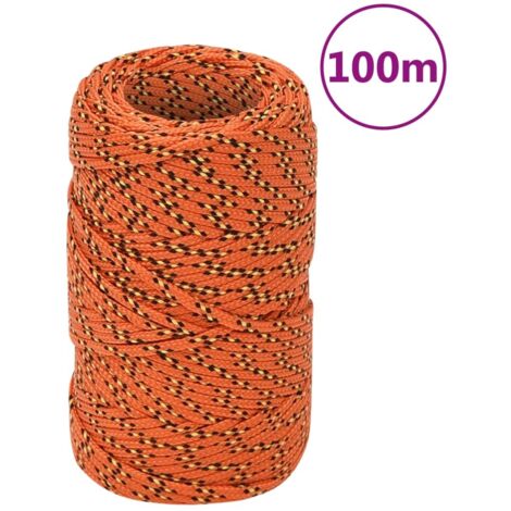 Corde De Bateau Polypropylène Orange 8mm – 100m – Résistance 420kg – Idéale Voile, Quai, Camping