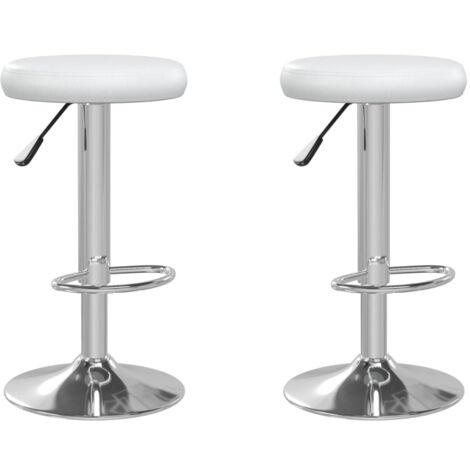 Tabourets de bar lot de 2 Blanc Similicuir