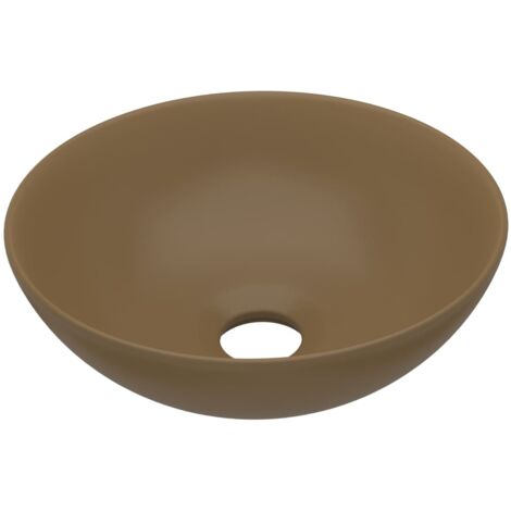 Lavabo de salle de bain Céramique Crème mat Rond