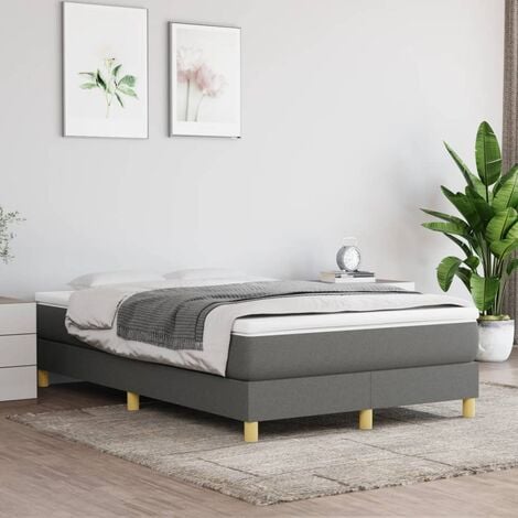 Lit simple pour adulte moderne - lit à sommier tapissier et matelas gris  foncé 90x200 cm velours - Conforama