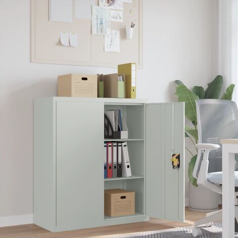 Classeur De Rangement Gris En Acier Avec 2 Portes Hauteur 180 Cm