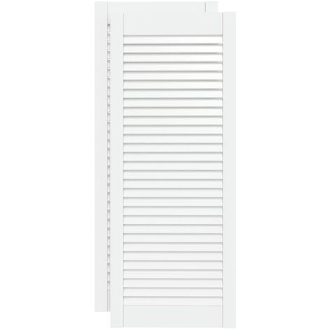 Portes d'armoire à persiennes 2pcs blanc 99,3x39,4cm pin massif