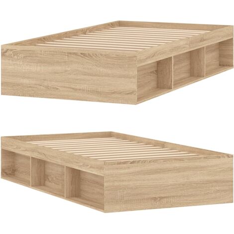 Cadre De Lit 90x190 Cm – Chêne Sonoma – Sans Matelas – Design Moderne Et Solide