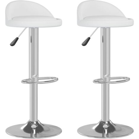 Tabourets de bar lot de 2 blanc similicuir