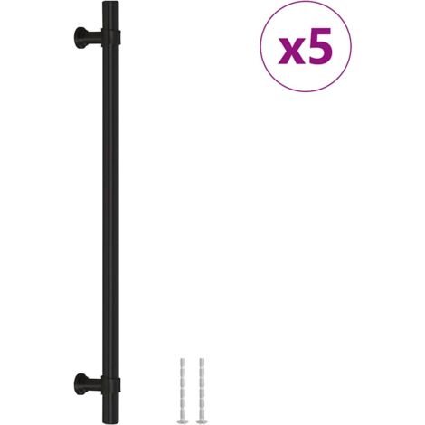 Poignées d'armoire 5 pcs noir 224 mm acier inoxydable