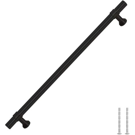 Poignées d'armoire 5 pcs noir 224 mm acier inoxydable