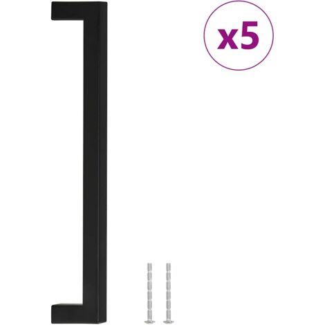 Poignées d'armoire 5 pcs noir 224 mm acier inoxydable