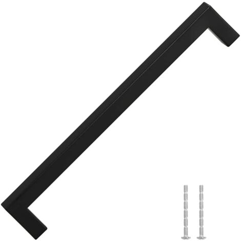 Poignées d'armoire 5 pcs noir 224 mm acier inoxydable