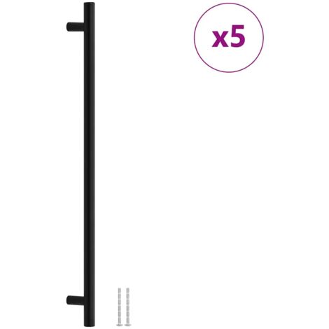 Poignées d'armoire 5 pcs noir 480 mm acier inoxydable