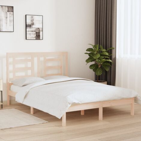 Cadre De Lit En Pin Massif 140x200 Cm - Bois Naturel Brun - Neuf