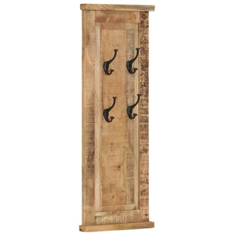 Porte-manteaux 2 pcs Bois massif de manguier 38x100 cm