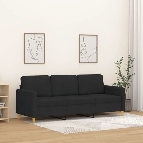 vidaXL - Canapé 3 places - avec - repose-pieds - 180 - cm - tissu - noir