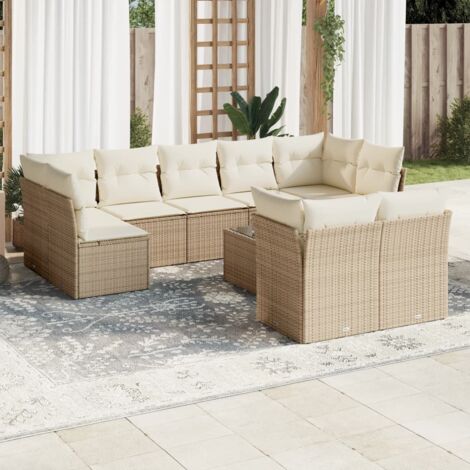 Salon De Jardin Avec Coussins 4 Pcs Beige Résine Tressée Vidaxl à Prix