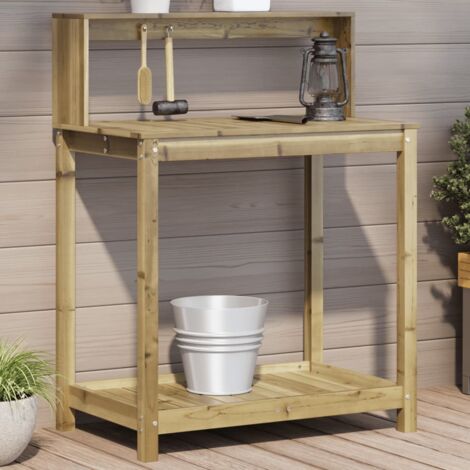 Table De Rempotage Avec Rangement - Abri De Jardin En Bois Avec Plan De Travail Galvanisé - Pour Outils Et Plantes