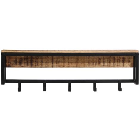 Porte-manteau 87x10x27 cm bois de manguier massif brut
